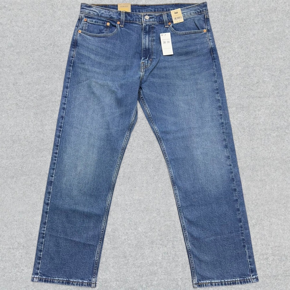NEW Levi's 505 Jeans Men's 38x30 Blue Denim Regular Fit Straight Leg Stretch